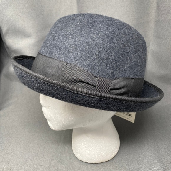 San Diego Hat Company Mens Charcoal Wool Bowler Hat Fedora Dress Formal - Picture 1 of 8